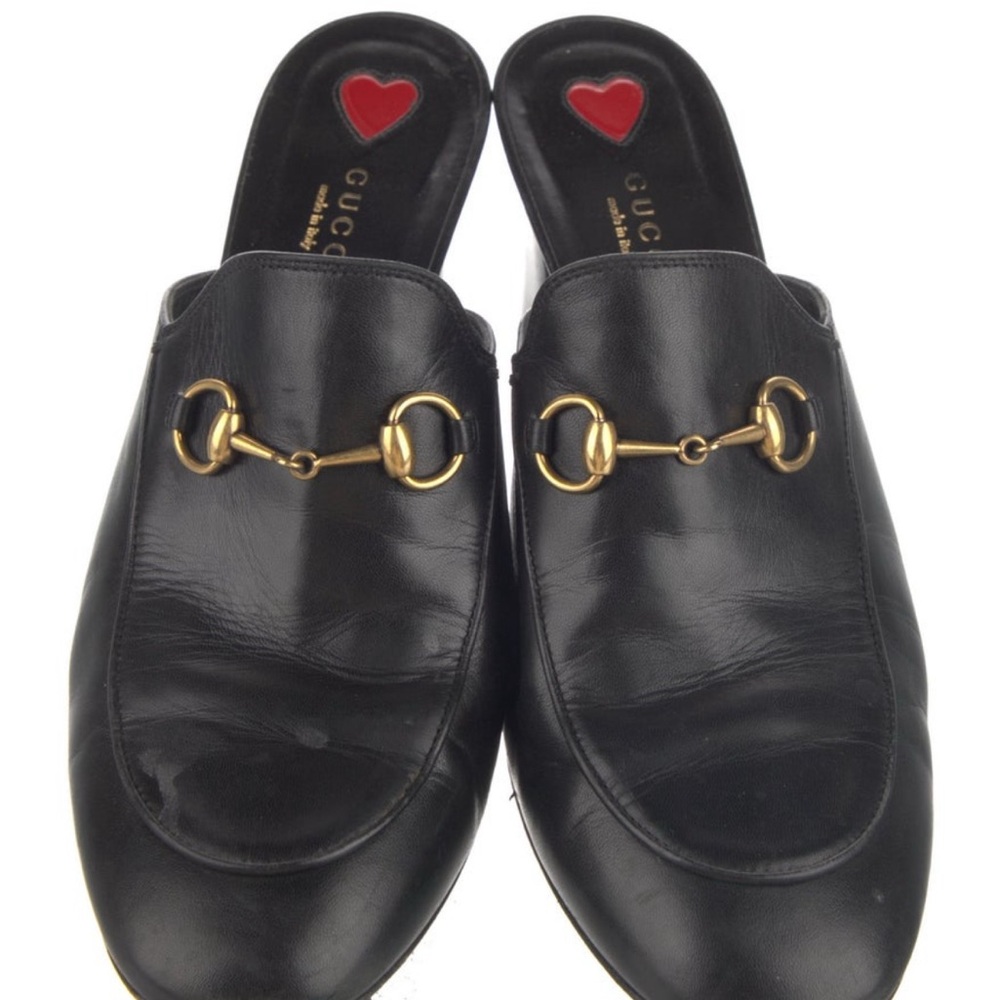 Gucci Black Leather Mules with Gold Horsebit